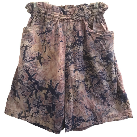 Kaliyana Artwear Tie Dye Shorts High Rise Cotton Purple Pink Blue Pockets Small - Picture 1 of 9